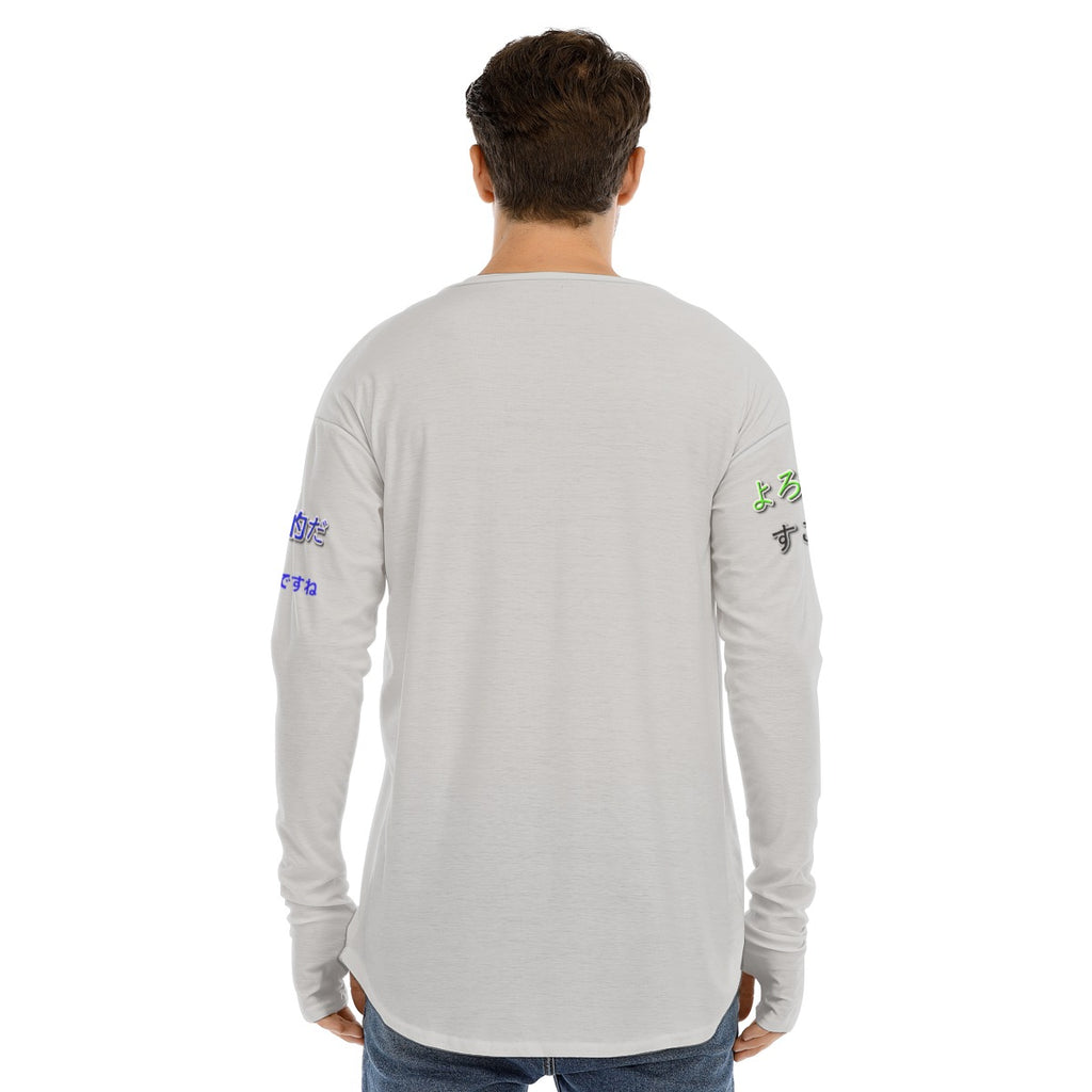 Men's Long Sleeve T-shirt BOX COOL LOGO (GRAY)