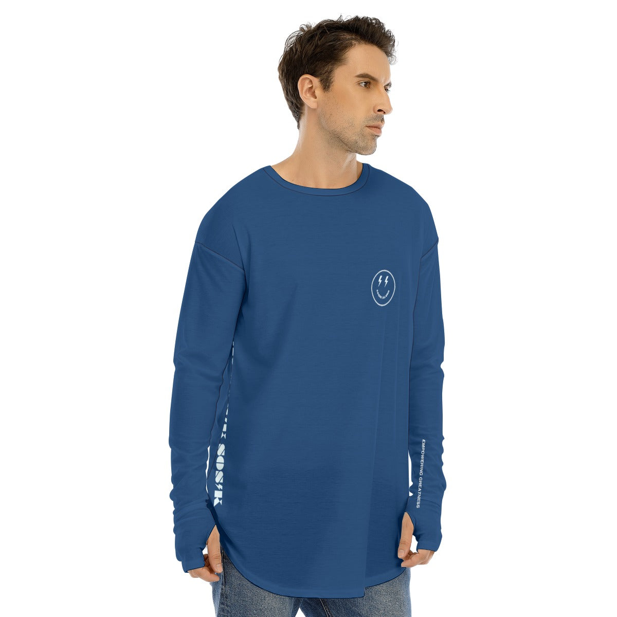 Men's Long Sleeve T-shirt SMALL CHEST LOGO (DARK BLUE)