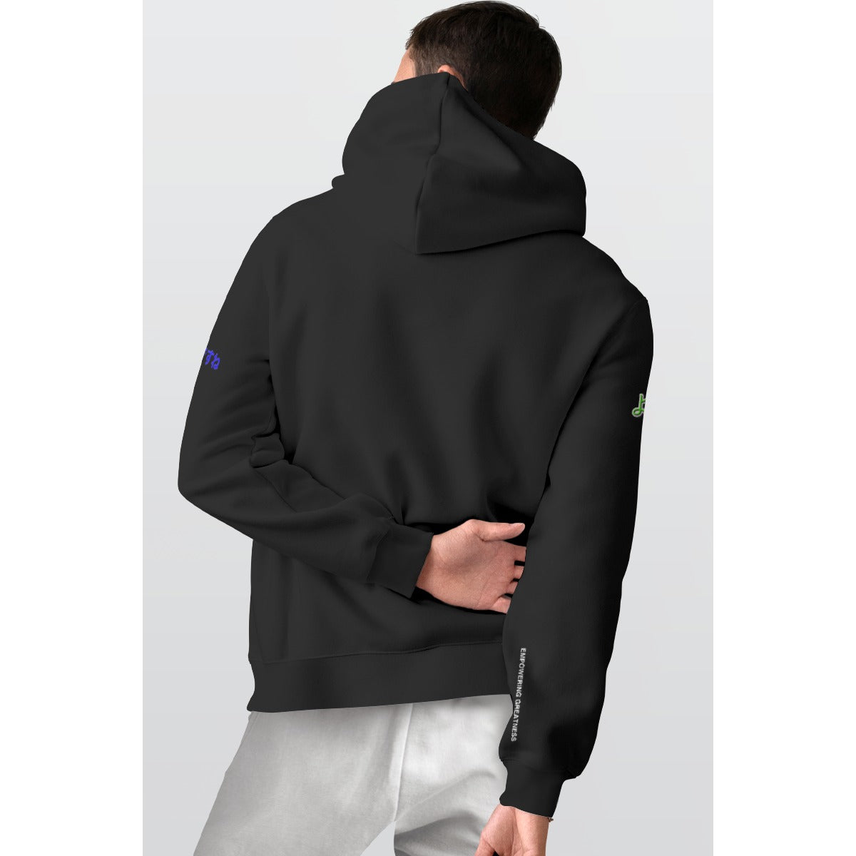Men's Pullover Hoodie COOL HAPPY LOGO (BLACK)
