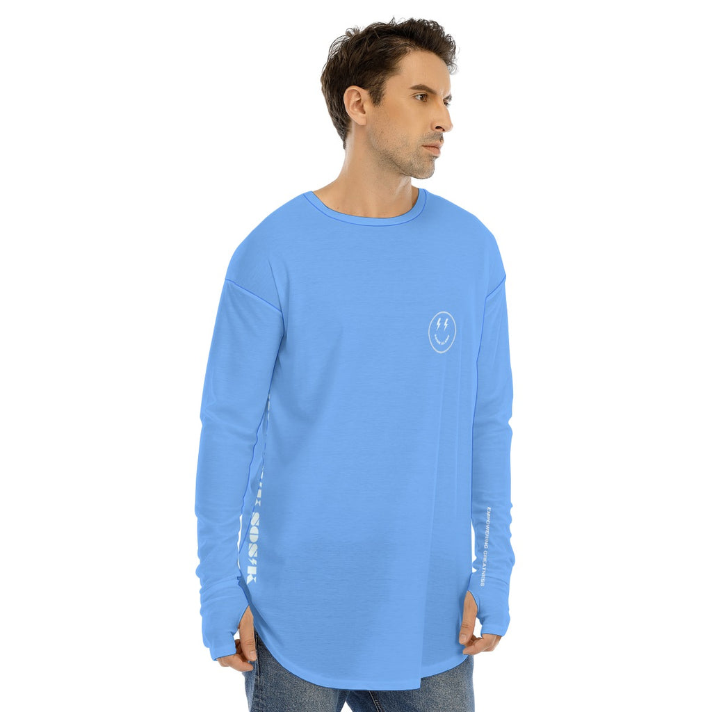 Men's Long Sleeve T-shirt SMALL CHEST LOGO (SKY BLUE)