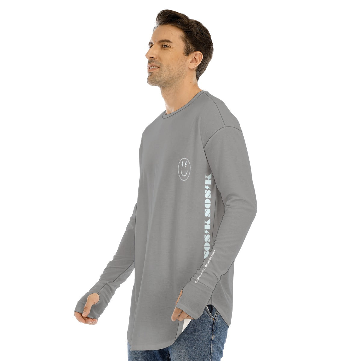 Men's Long Sleeve T-shirt SMALL CHEST LOGO (GRAY)