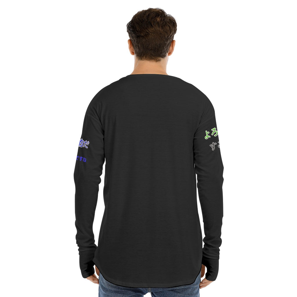 Men's Long Sleeve T-shirt BOX COOL LOGO (BLACK)