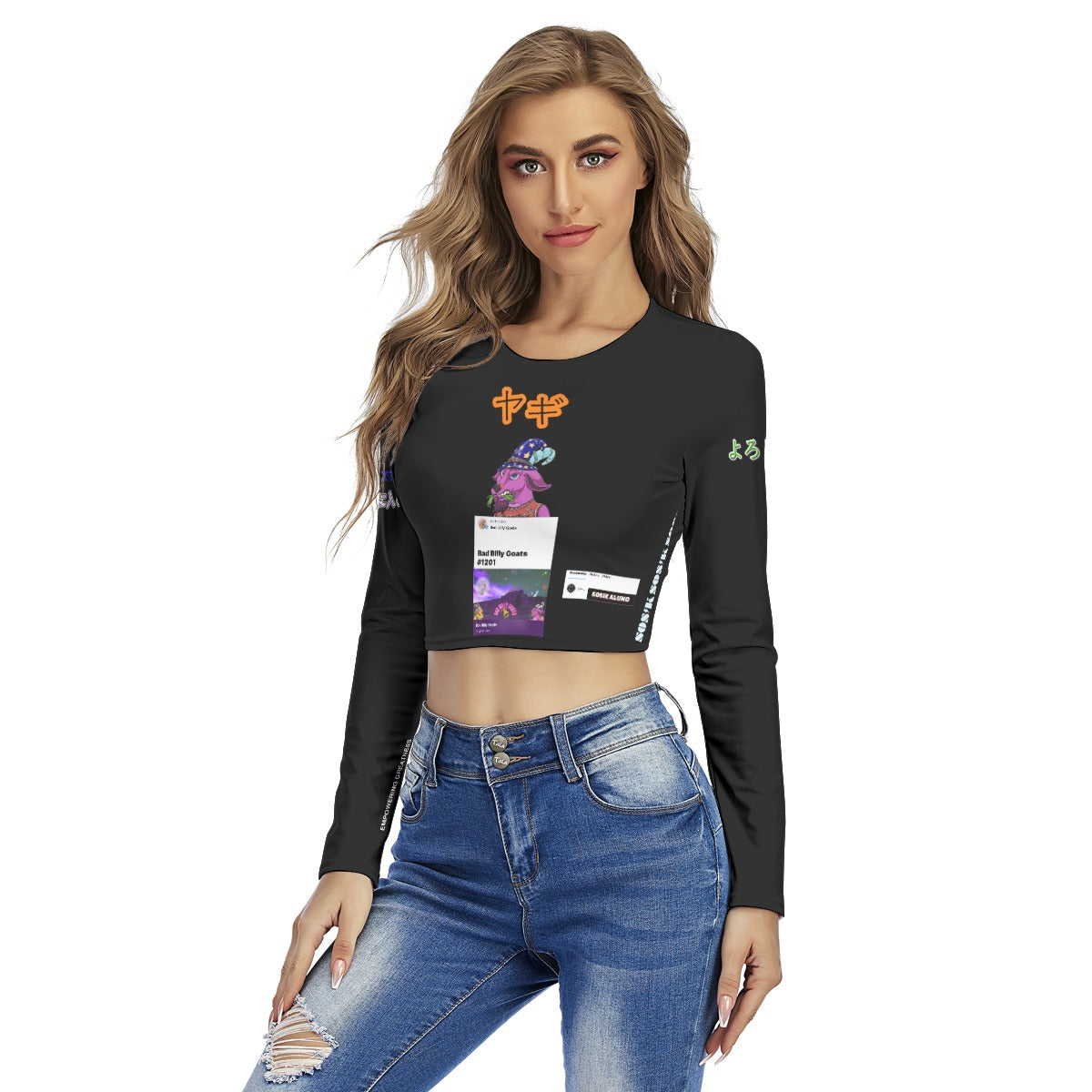 Women's Crop Top GOAT "BAD BILLY GOATS #1201" (BLACK)