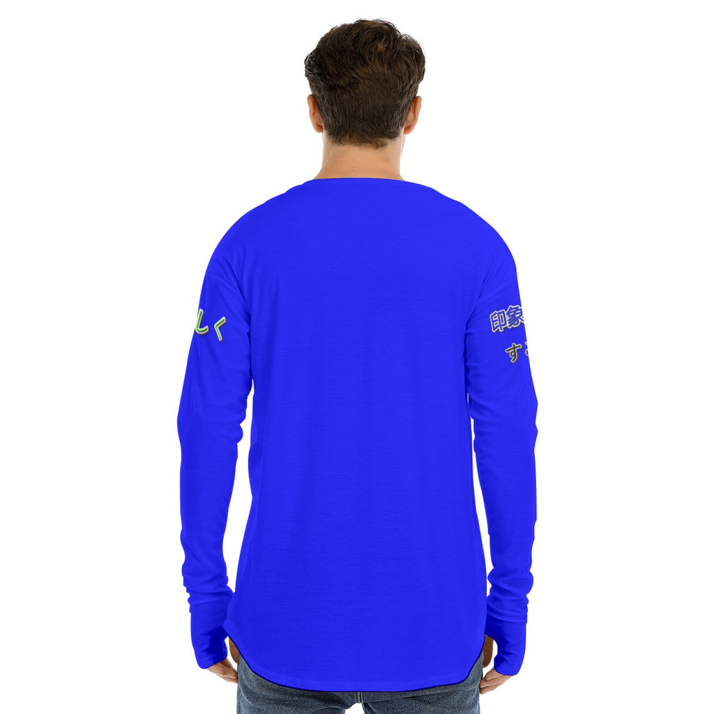 Men's Long Sleeve T-shirt COOL LOGO (DEEP BLUE)