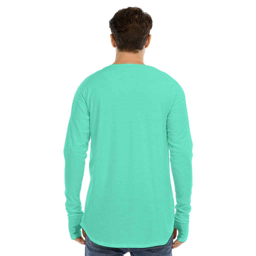 Men's Long Sleeve T-shirt SMALL CHEST LOGO (TEAL)