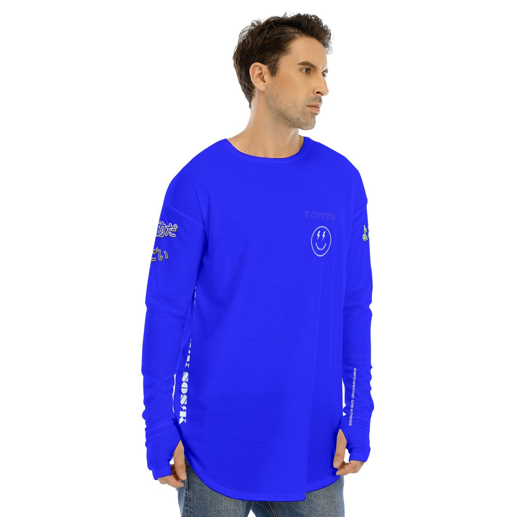 Men's Long Sleeve T-shirt COOL LOGO (DEEP BLUE)