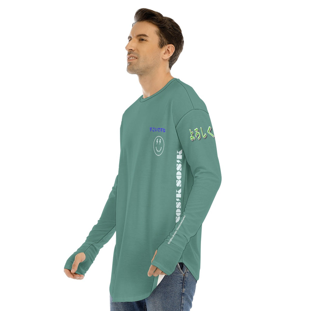 Men's Long Sleeve T-shirt COOL LOGO (GREEN)