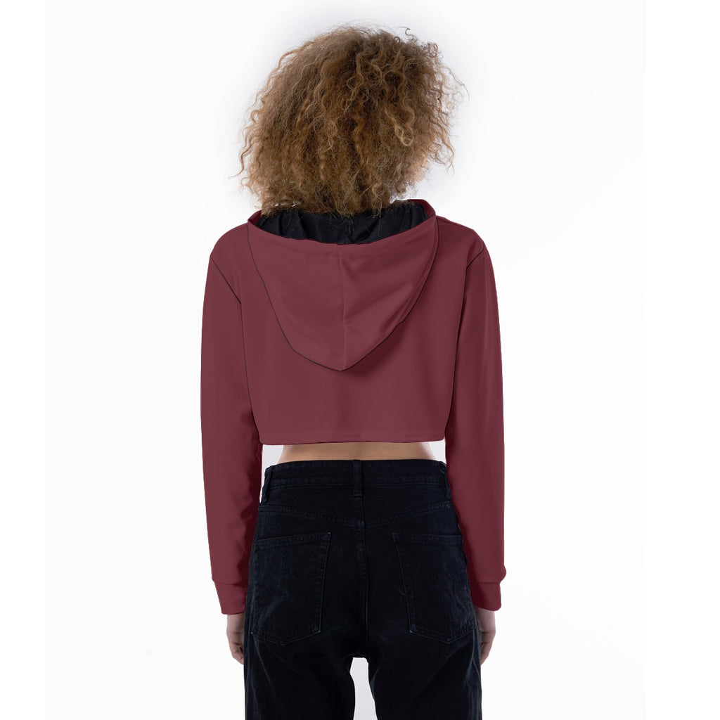 Women's Crop Top Hoodie (BURGUNDY)