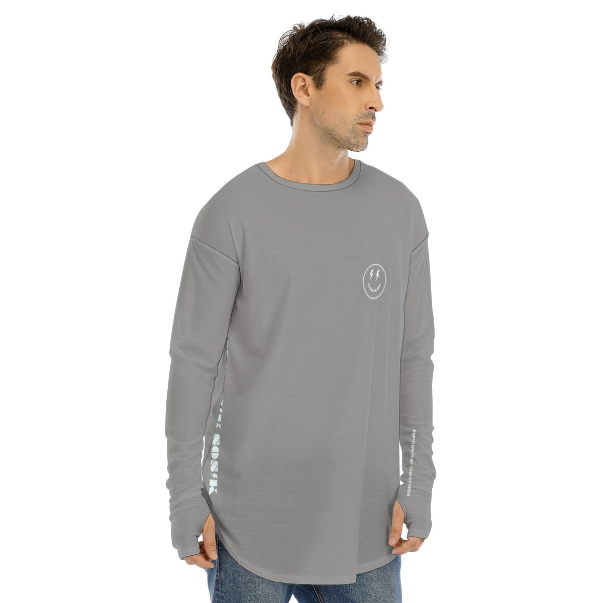 Men's Long Sleeve T-shirt SMALL CHEST LOGO (GRAY)