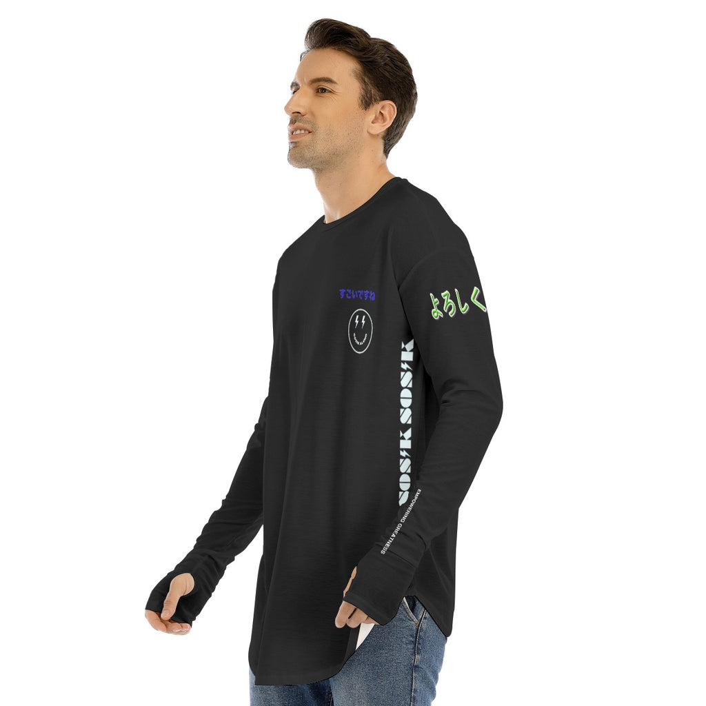 Men's Long Sleeve T-shirt COOL LOGO (BLACK)