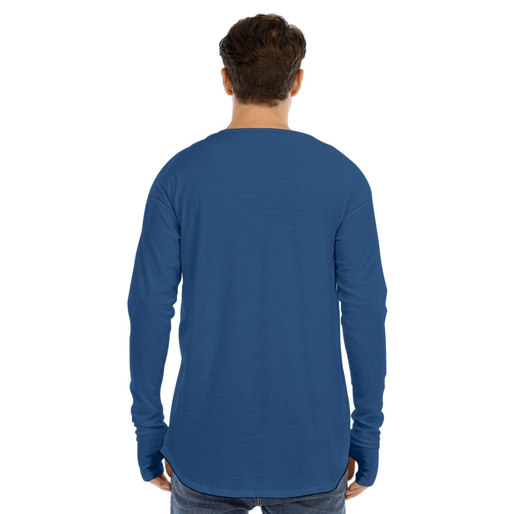 Men's Long Sleeve T-shirt SMALL CHEST LOGO (DARK BLUE)