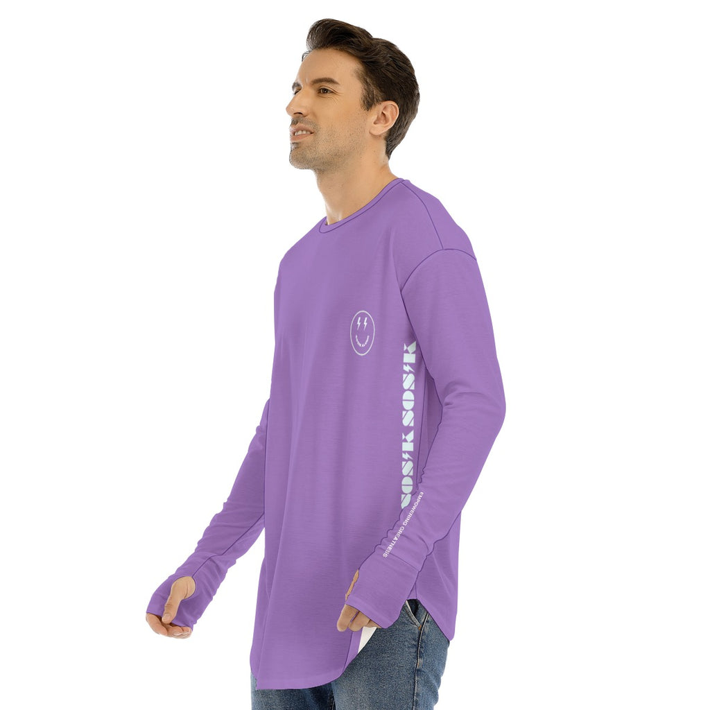 Men's Long Sleeve T-shirt SMALL CHEST LOGO (PURPLE)
