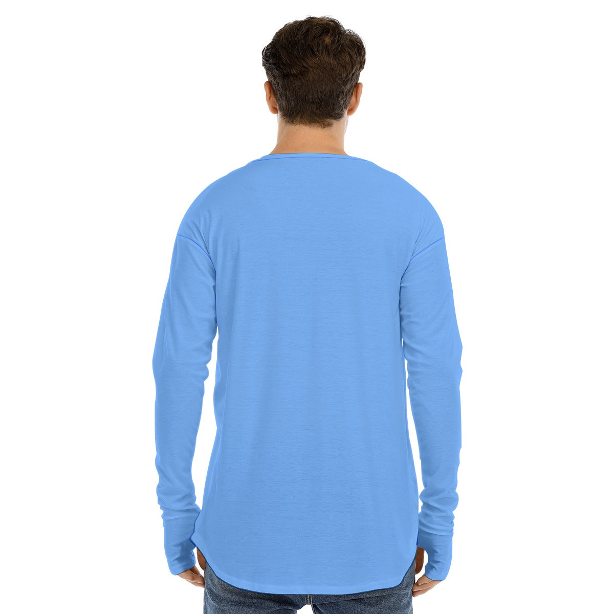Men's Long Sleeve T-shirt SMALL CHEST LOGO (SKY BLUE)