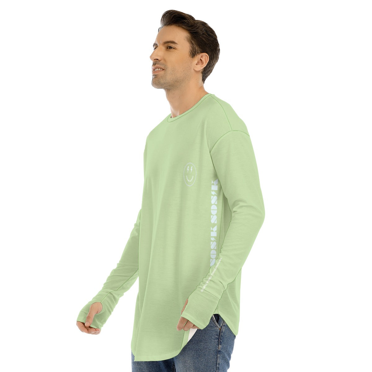 Men's Long Sleeve T-shirt SMALL CHEST LOGO (OLIVE GREEN)
