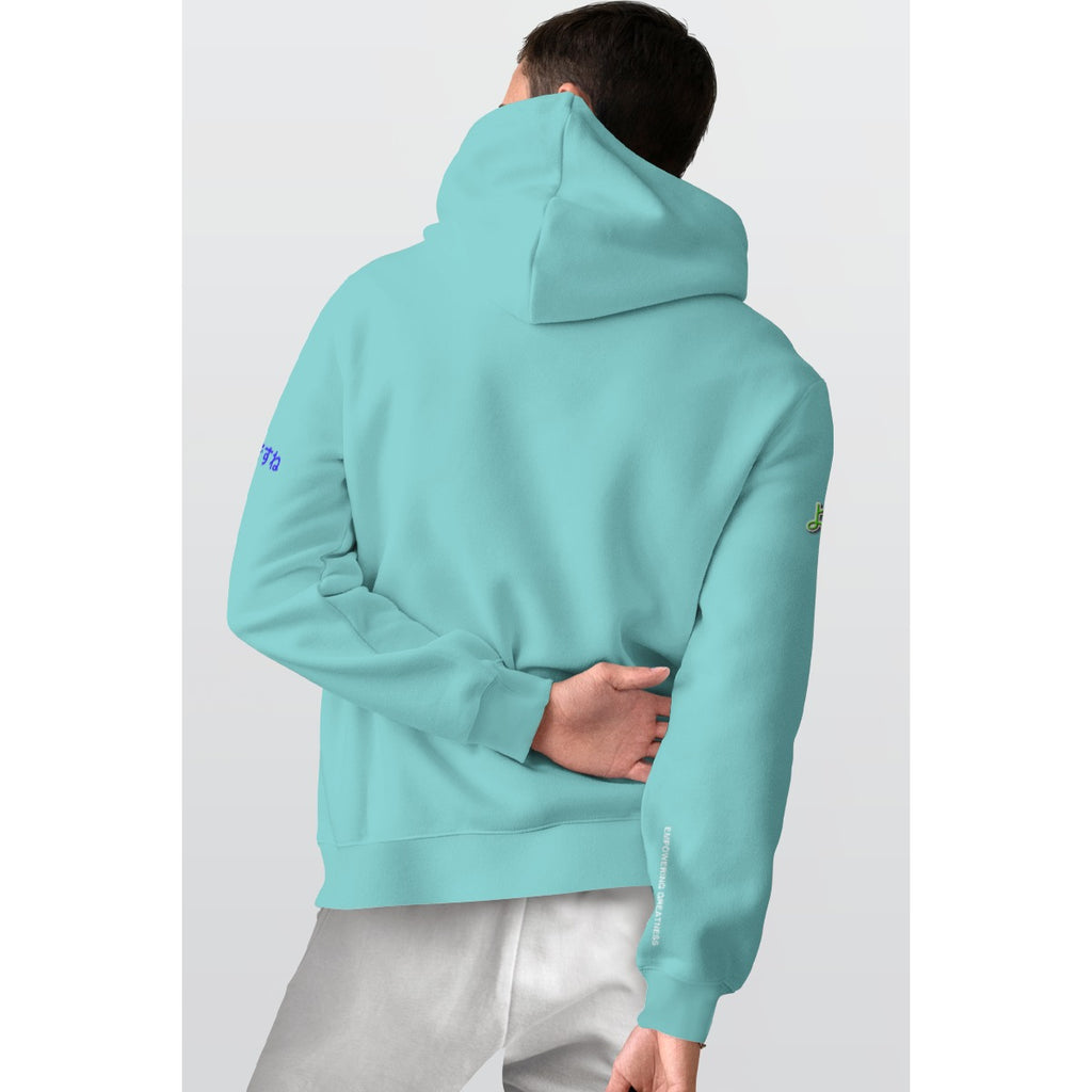 Men's Pullover Hoodie COOL HAPPY LOGO (LIGHT BLUE)