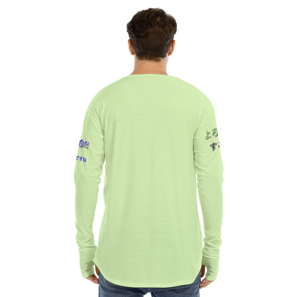 Men's Long Sleeve T-shirt COOL BOX LOGO (LIGHT GREEN)