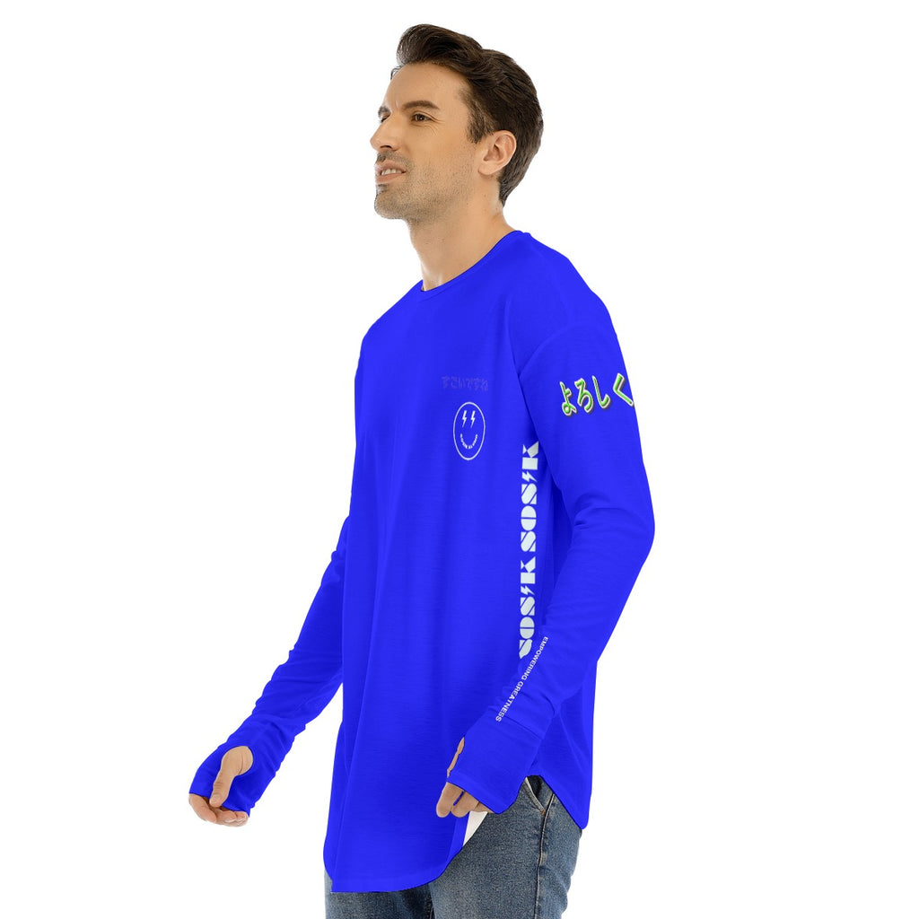 Men's Long Sleeve T-shirt COOL LOGO (DEEP BLUE)