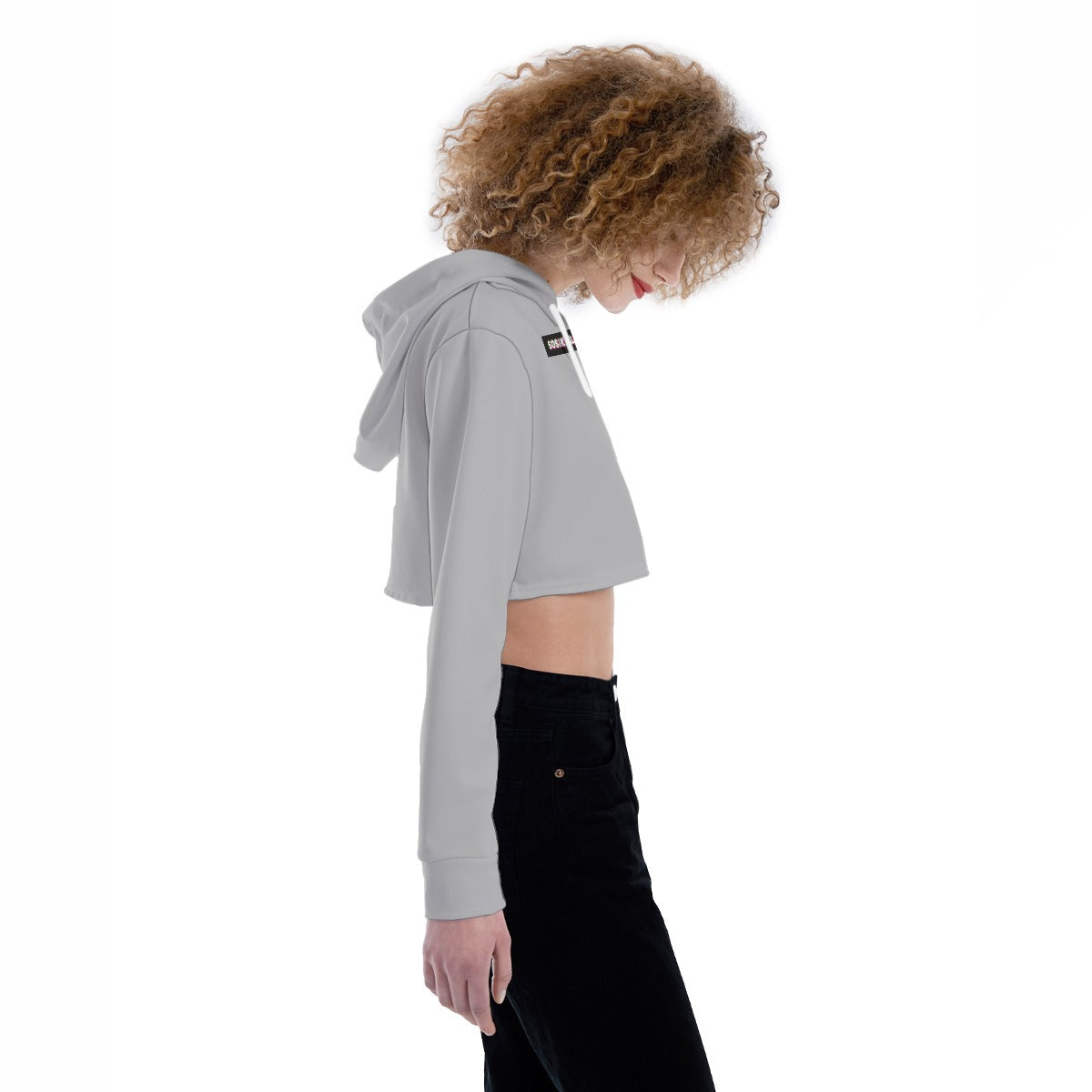 Women's Crop Top Hoodie (GRAY)