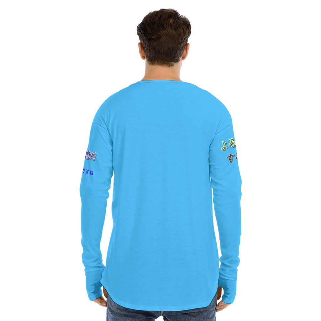 Men's Long Sleeve T-shirt BOX COOL LOGO (LIGHT BLUE)