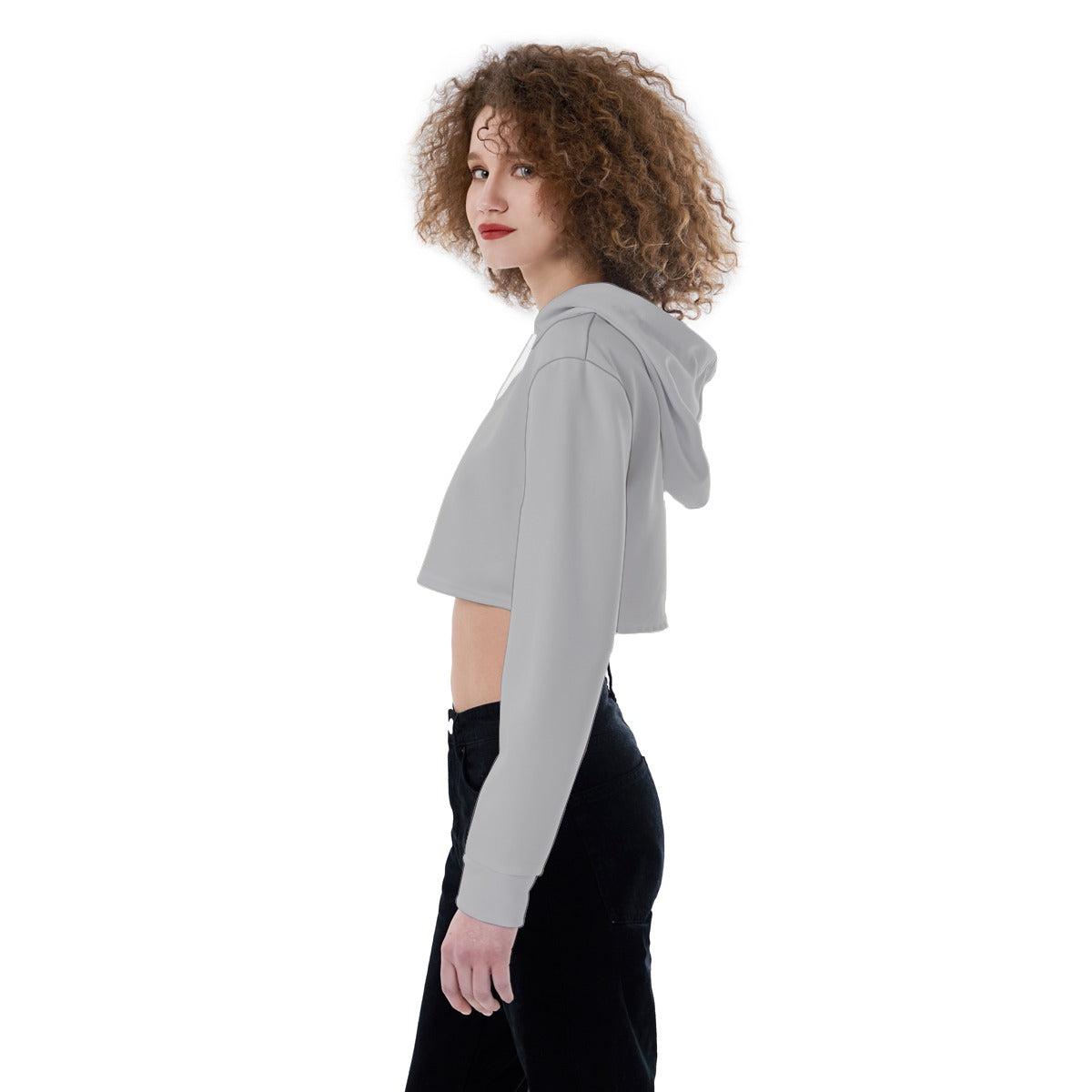 Women's Crop Top Hoodie (GRAY)