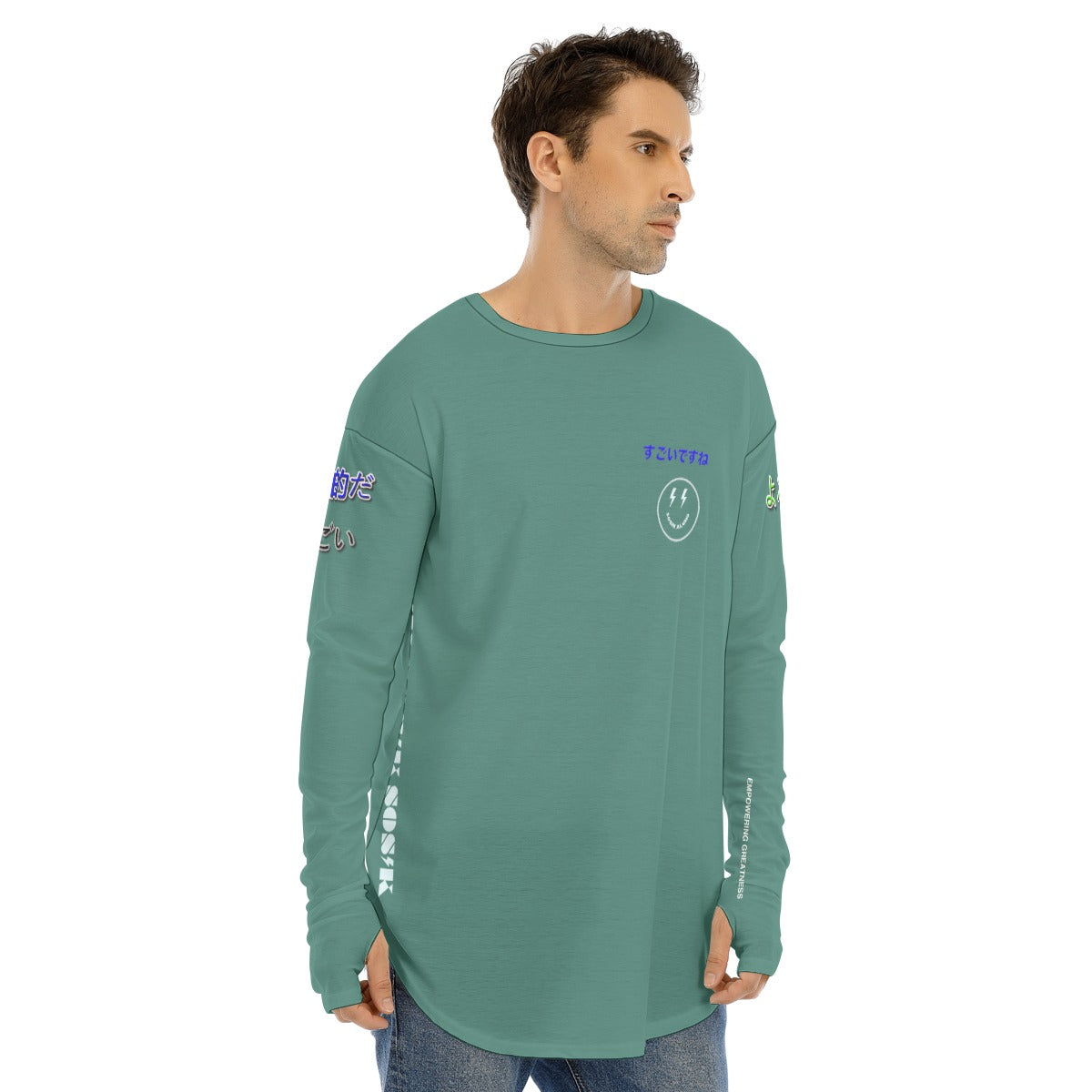 Men's Long Sleeve T-shirt COOL LOGO (GREEN)