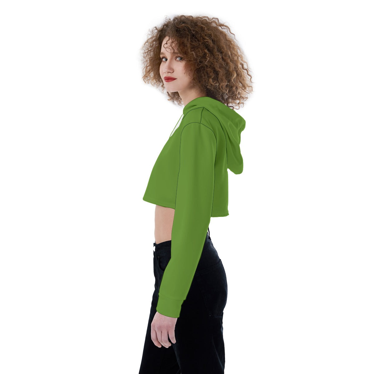 Women's Crop Top Hoodie (GREEN)