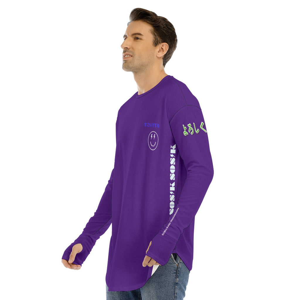 Men's Long Sleeve T-shirt COOL LOGO (PURPLE)