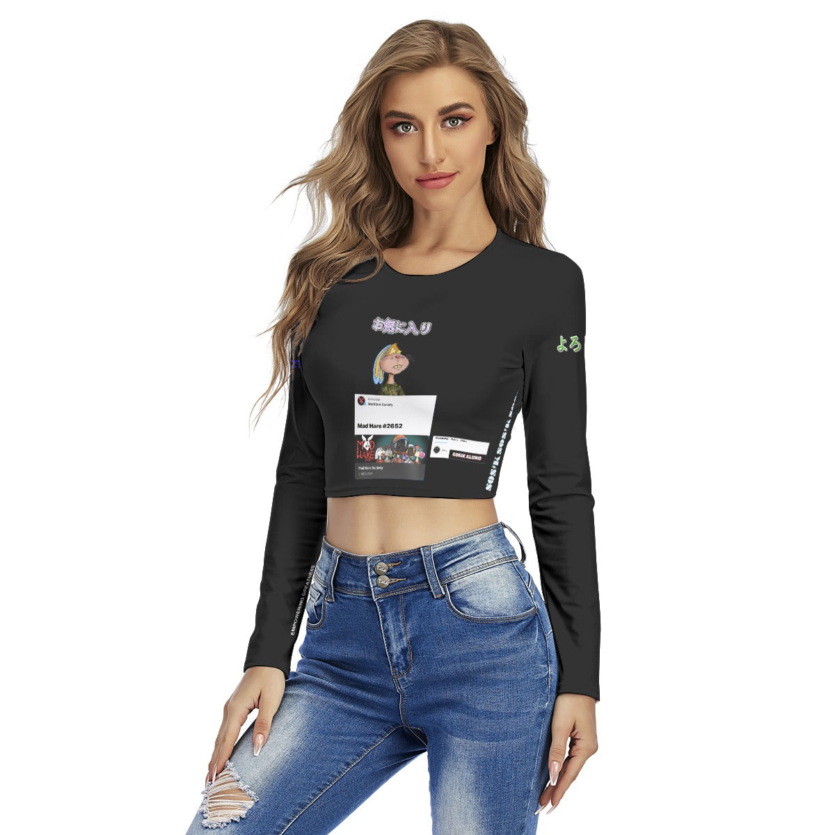 Women's Crop Top FAVORITE "MAD HARE #2652" (BLACK)