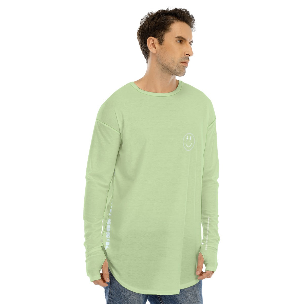Men's Long Sleeve T-shirt SMALL CHEST LOGO (OLIVE GREEN)