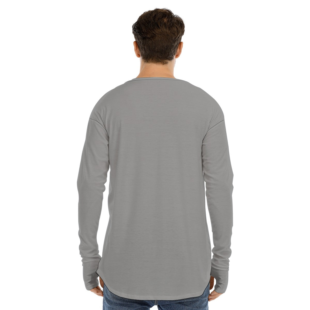 Men's Long Sleeve T-shirt SMALL CHEST LOGO (GRAY)