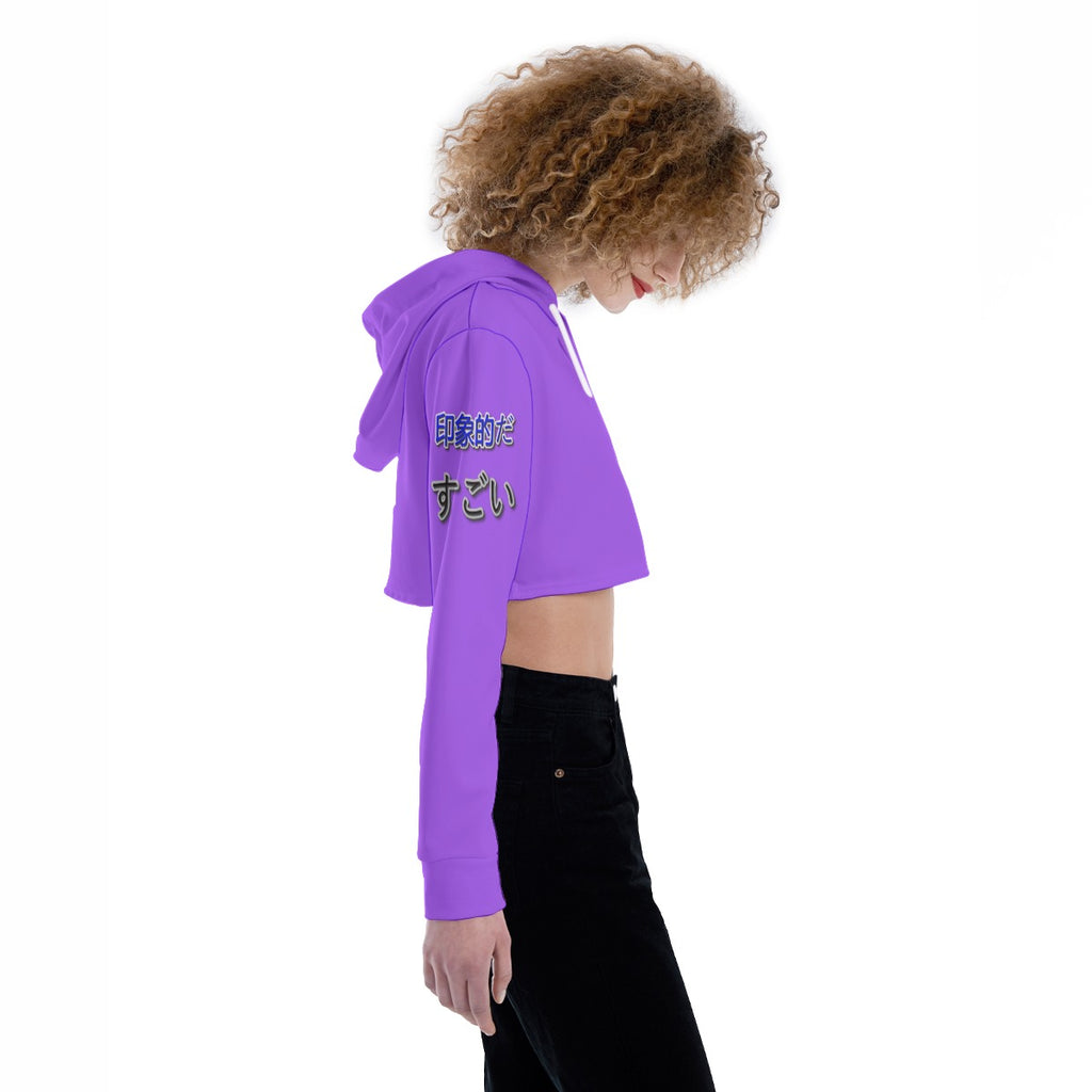 Women's Crop Top Hoodie COOL LOGO (PURPLE)